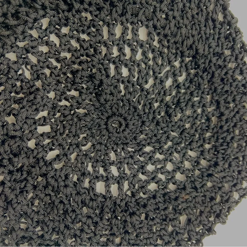 Juliet Hat/Snood- Vintage Elegant Black Crochet Beret or Large to Catch Hair